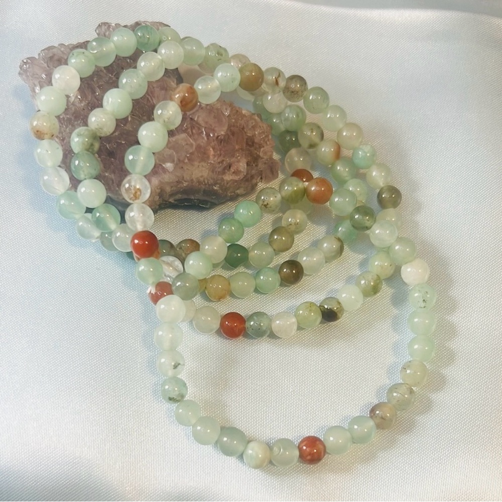 Moss agate semiprecious gemstone bracelet